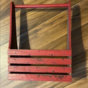 Vintage Wooden Red Tool Box
